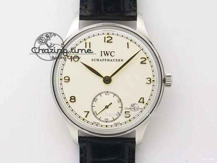 MIROTIME 0509 Minimalist Portuguese 40mm Chrono SS Black Dial On Black Leather Strap A 7382